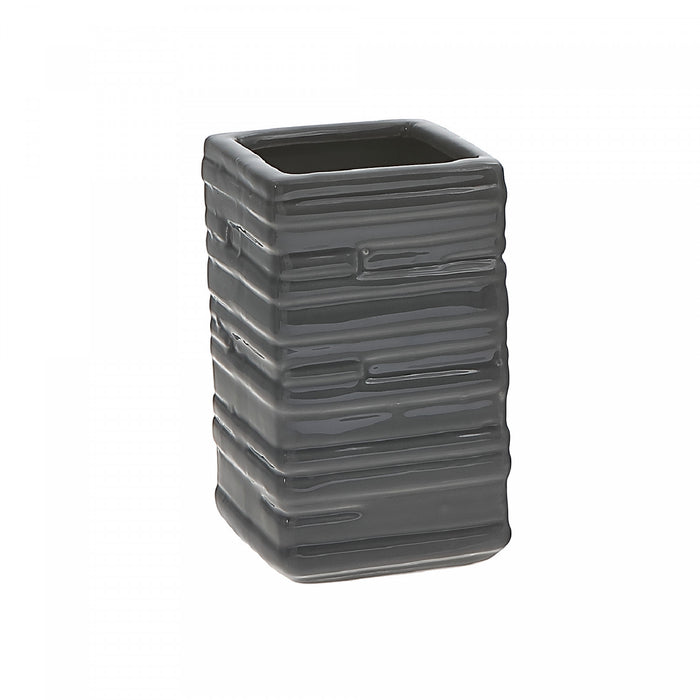 Gobelet pour salle de bain gris ardoise en céramique - ensemble de 2 accessoires pour salle de bain
