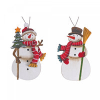 Ornements de Noël bonhomme de neige  divers en bois - ensemble de 12
