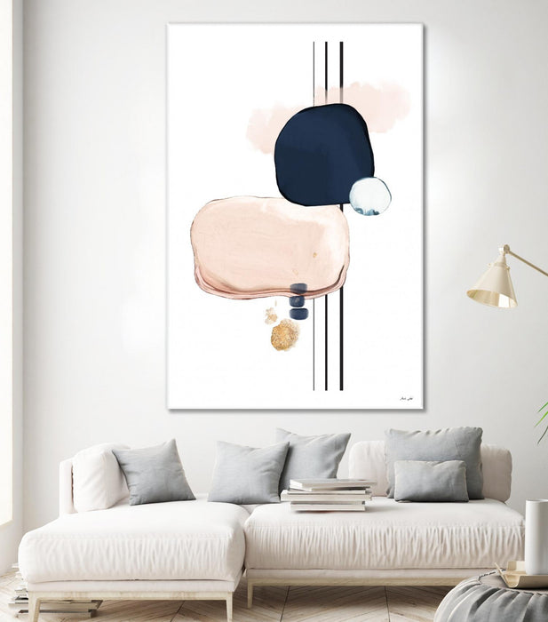 Œuvre d’art murale Giant Art « Abstract Study Blush And Navy Blue » 72 x 48
