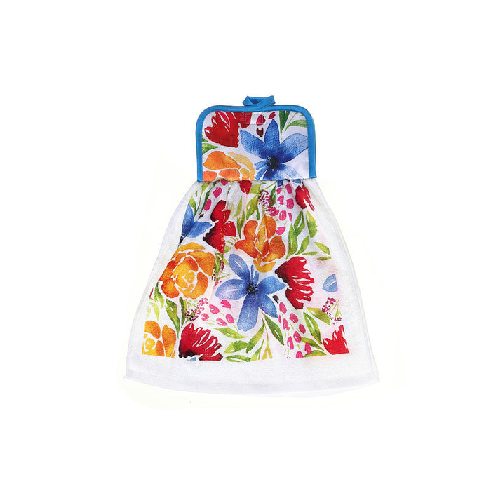 Essuie-mains noué orné d’un motif d’inspiration florale - ensemble de 6