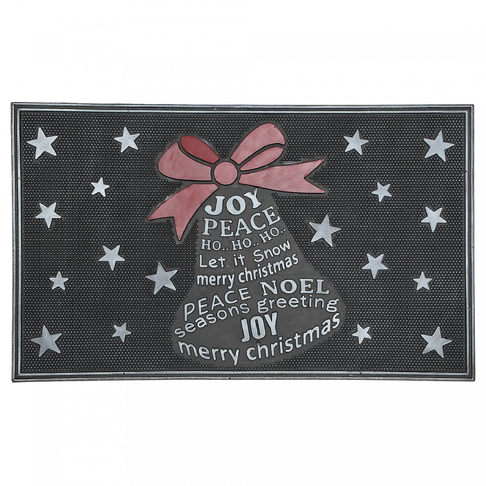Tapis de plancher avec vœux des Fêtes en anglais dans une forme de cloche, en caoutchouc 