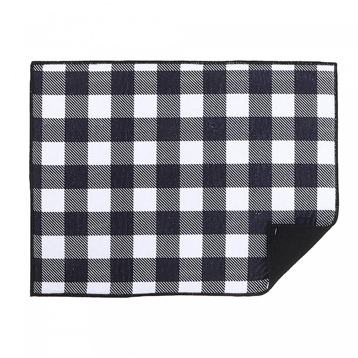 Tapis d’égouttage en microfibre à point à carreaux noir et blanc