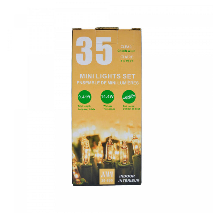 Jeu de 35 petites lumières pour l’intérieur avec ampoules transparentes - ensemble de 2 jeux de lumières de Noël