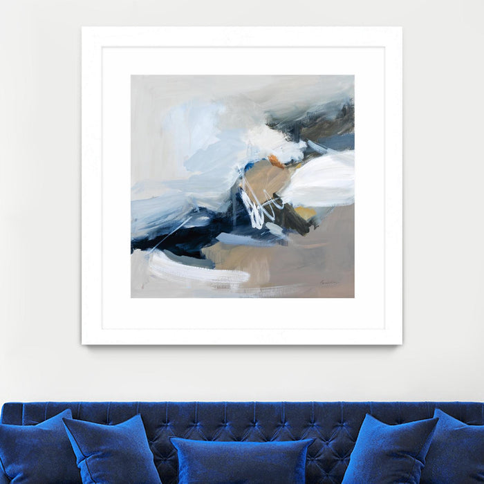 Œuvre d’art murale encadrée blanche et mate « Surfacing » 30 x 30
