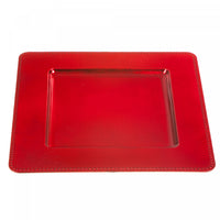 Assiette de présentation carrée de 13 po rouge bordée de perles - ensemble de 2