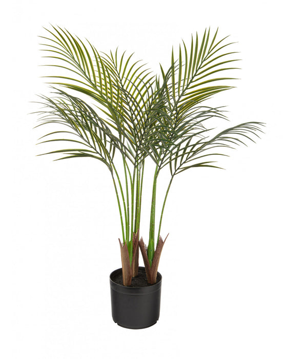 Palmier areca artificiel de 35 po pour l’intérieur et l’extérieur en pot noir