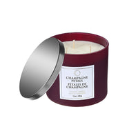 Bougie parfumée de luxe de 14 oz à 3 mèches à arôme de pétales de champagne avec couvercle - ensemble de 2