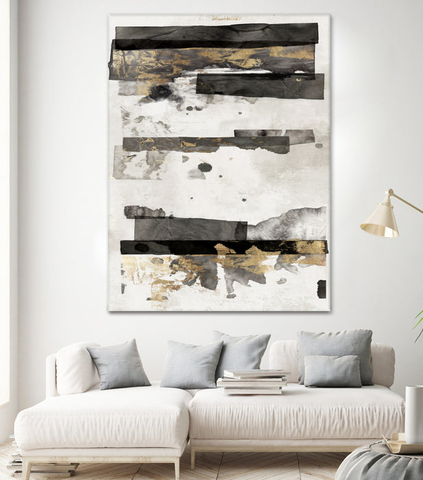 Œuvre d’art murale Giant Art « Gold And Black Ink Ii » 72 x 54