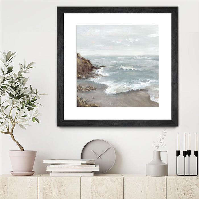 Œuvre d’art murale encadrée noire et mate « Beautiful Bay » 30 x 30