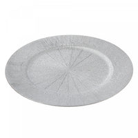 Assiette de présentation de 13 po argentée à motif de dessin dans le sable - ensemble de 6