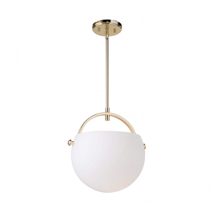 Luminaire suspendu Single en verre opalin et nickel poli