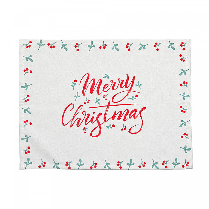 Napperon « Merry Christmas » avec bordure ornée de houx - ensemble de 12