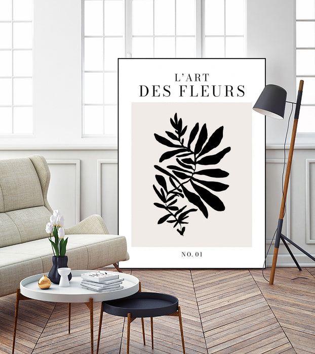 Œuvre d’art murale sur toile encadrée noire « L'art Des Fleurs » 24 x 36