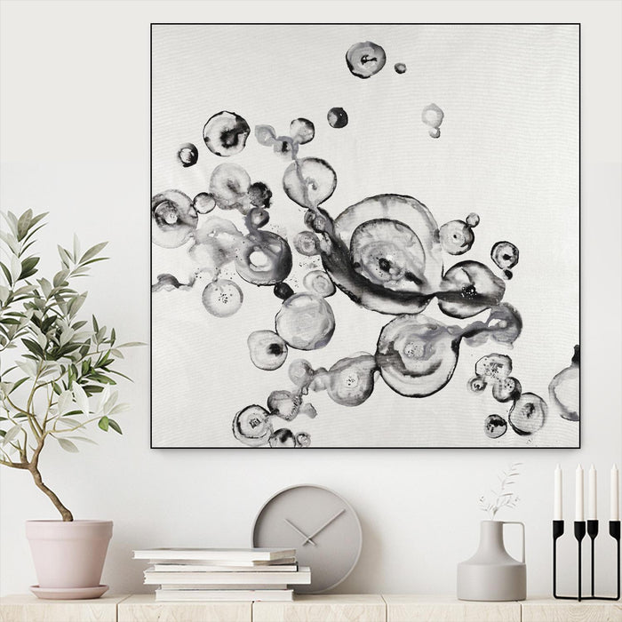 Œuvre d'art murale sur toile encadrée noire « Transparent Onyx » 20 x 20