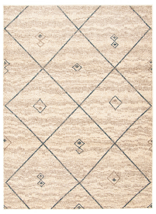 Tapis Grande Ivoire / Bleu 6pi 7 po X 9pi 6po