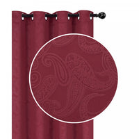 Panneau coupe-lumière embossé rouge de 84 po à motif cachemire - ensemble de 2 rideaux et stores