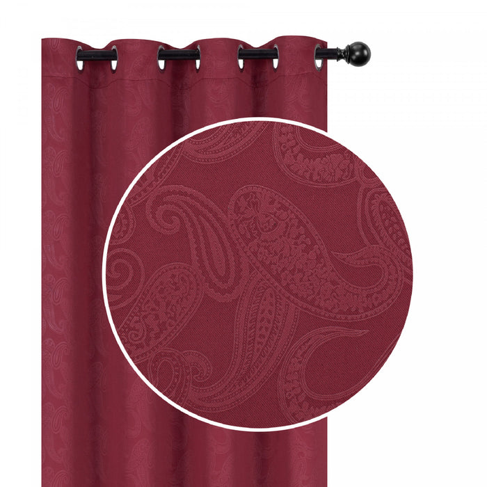 Panneau coupe-lumière embossé rouge de 84 po à motif cachemire - ensemble de 2 rideaux et stores
