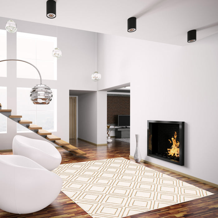 Carpette August blanc géodebrun clair 6 pi 7 po x 9 pi 6 po