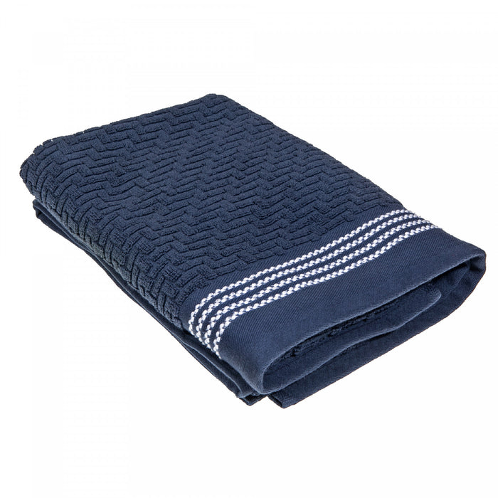 Serviette de bain brodée luxueuse 27 x 50 bleue - ensemble de 2 serviettes