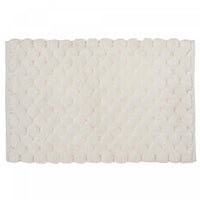 Tapis de salle de bain 20 x 32 blanc tissé à la main avec pompon