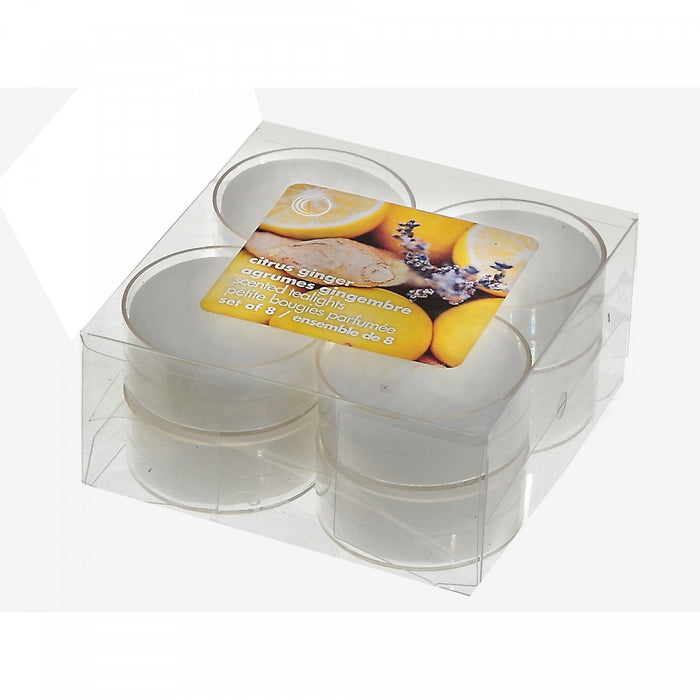 Paquet de 8 bougies chauffe-plats parfumées à arôme d’agrumes et gingembre - ensemble de 2 paquets de bougies