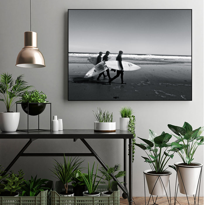 Œuvre d'art murale sur toile encadrée noire « Surfers Iii » 24 x 18