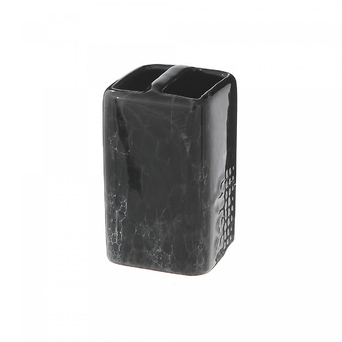 Porte-brosse à dents noir granite en céramique - ensemble de 2 accessoires pour salle de bain