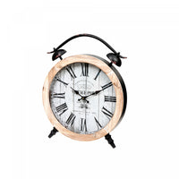 Horloge de table rétro en bois et en métal