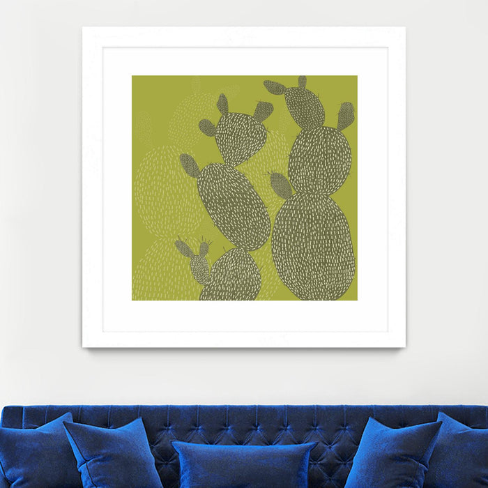 Œuvre d’art murale encadrée blanche et mate « Opuntia Ii » 36 x 36