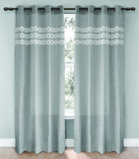Rideau brodé à oeillets Macy 54 po x 95 po (ensemble de 2) - gris