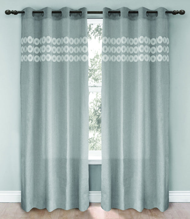 Rideau brodé à oeillets Macy 54 po x 95 po (ensemble de 2) - gris