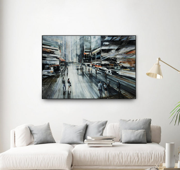 Œuvre d’art murale sur toile encadrée noire « Rush » 36 x 24