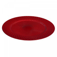 Assiette de présentation de 13 po rouge à motifs de pois et de diamant - ensemble de 6