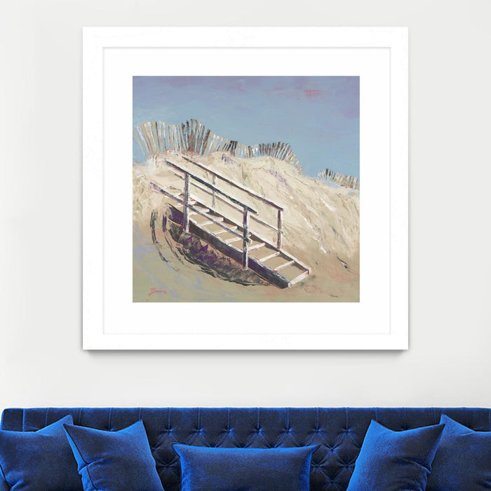 Œuvre d’art murale encadrée blanche et mate « Beach Access » 36 x 36