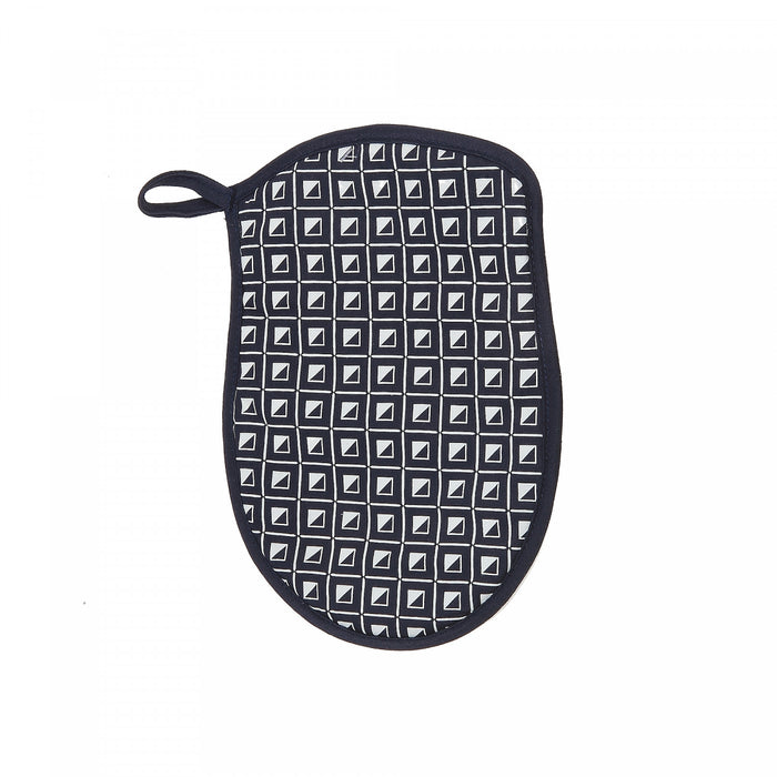 Poignée en silicone bleu marine à motif géométrique - ensemble de 4
