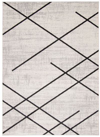 Damali Ivory/Black Machine Washable Area Rug - 3'0" x 5'0"