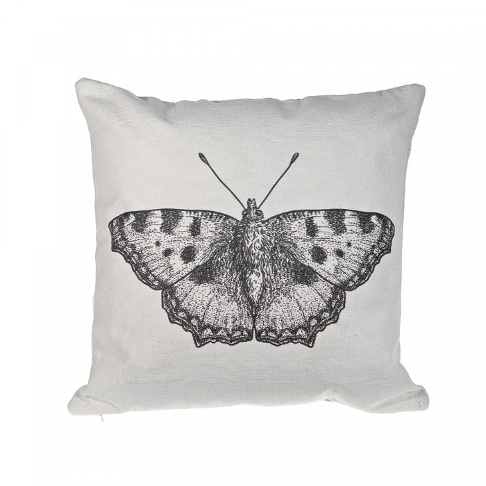 Coussin en polyester-coton avec un papillon et une fermeture à glissière latérale - ensemble de 2