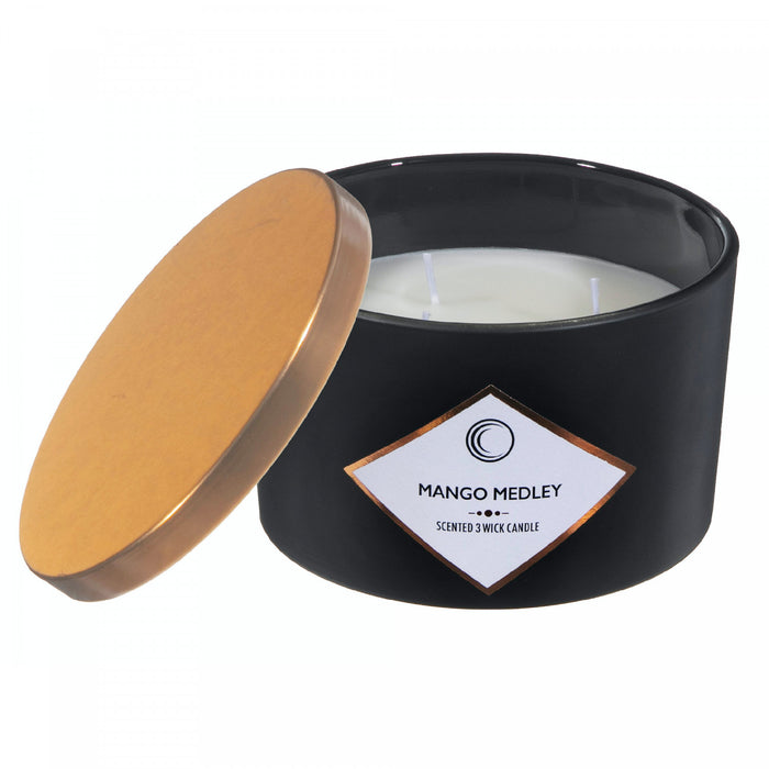 Bougie parfumée noir mat de 14 oz à 3 mèches à arôme de mélange de mangue