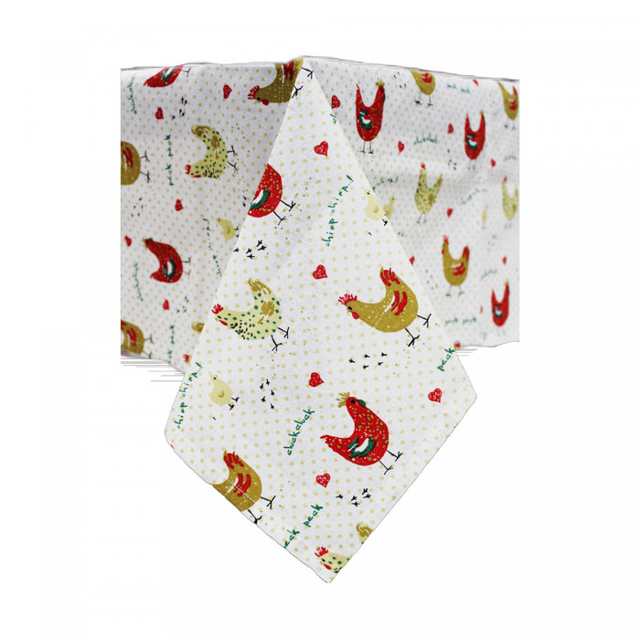 Nappe 60 po x 90 po en coton ornée de poulets de la ferme