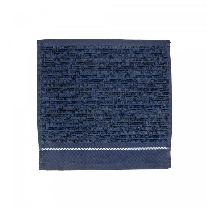 Débarbouillette brodée luxueuse 12 x 12 bleue - ensemble de 6 serviettes