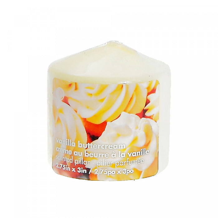 Chandelle pilier parfumée de 2,75 po x 3 po à arôme de crème au beurre à la vanille - ensemble de 4 chandelles