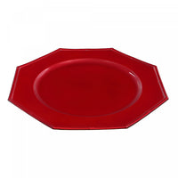 Assiette de présentation octogonale de 13 po rouge - ensemble de 6