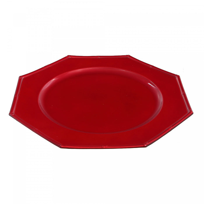 Assiette de présentation octogonale de 13 po rouge - ensemble de 6