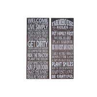 Panneau mural « Farmhouse Rules » en bois - ensemble de 2