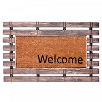 Tapis de plancher « Welcome » représentant une clôture en caoutchouc avec fibre de coco