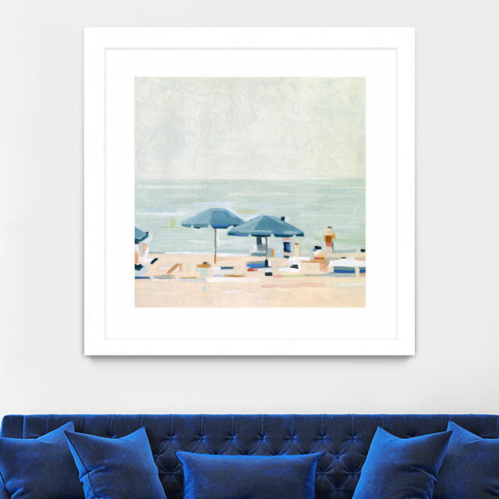 Œuvre d’art murale encadrée blanche et mate « If It's The Beaches I » 30 x 30