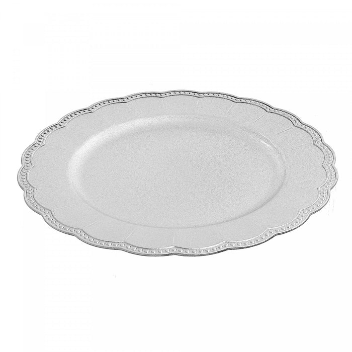 Assiette de présentation de 13 po argentée à bordure festonnée - ensemble de 6