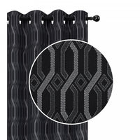Panneau coupe-lumière Chain Link de 84 po noir en jacquard - ensemble de 2