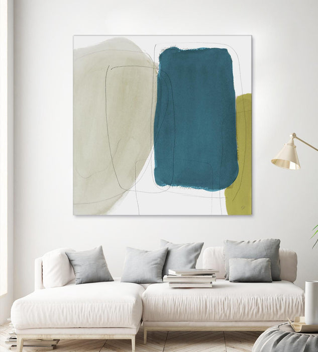 Œuvre d’art murale Giant Art « Beige And Navy Abstract » 72 x 72