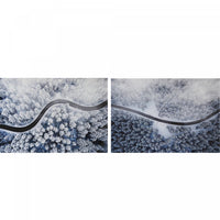 Œuvre d’art murale sur toile « Winter Forest Winding Road » - ensemble de 2 décorations murales